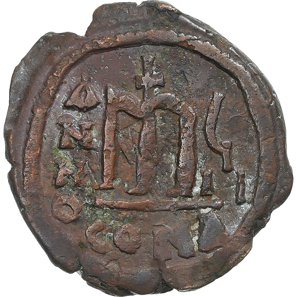 Tiberius II Constantine, Follis, 580-581, Constantinople, Bronzo, MB+, Sear:430