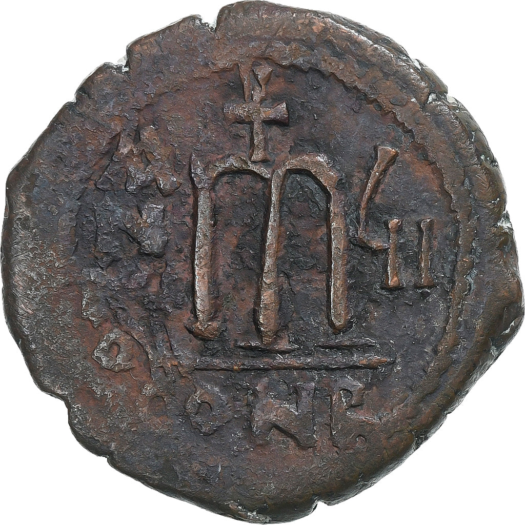 Tiberius II Constantine, Follis, 579-580, Constantinople, Bronce, MBC, Sear:430