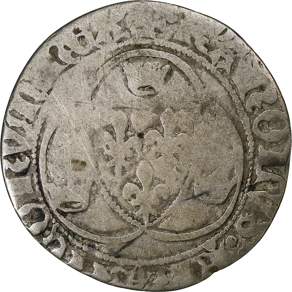Francia, Charles VII, Blanc à la couronne, 1436-1461, Poitiers, Biglione, B+