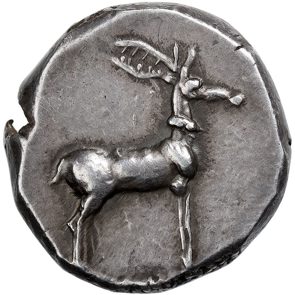 Bruttium, Didrachm, ca. 475-425 BC, Kaulonia, Argento, BB+, Pozzi:273
