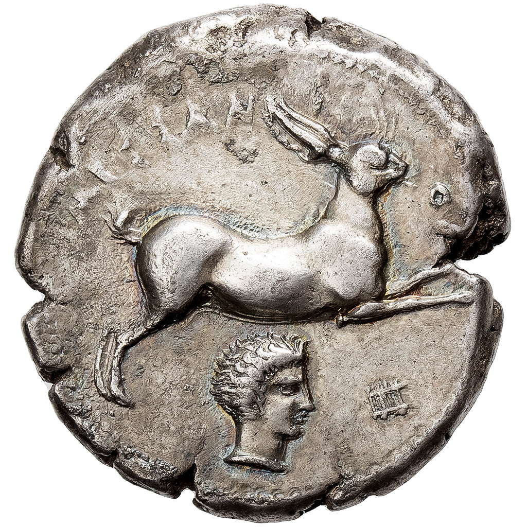 Sycylia, Tetradrachm, ca. 412-408 BC, Messana, Srebro, AU(50-53), HGC:2-795