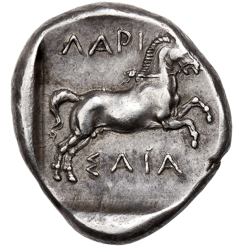 Thessaly, Drachm, ca. 420-400 BC, Larissa, Silver, AU(55-58), HGC:4-418