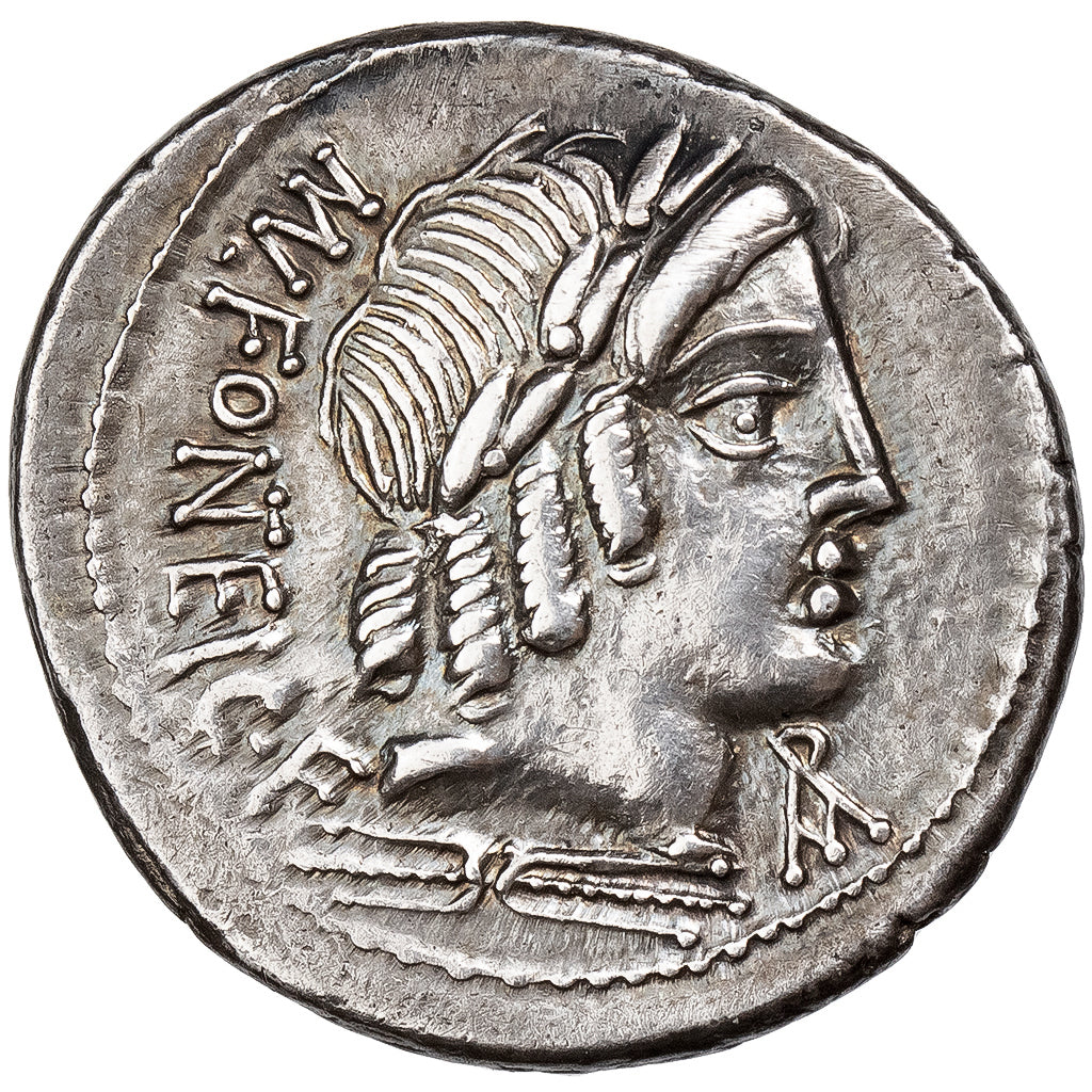 Fonteia, Denarius, 85 BC, Rome, Silver, AU(55-58), Crawford:353/1a