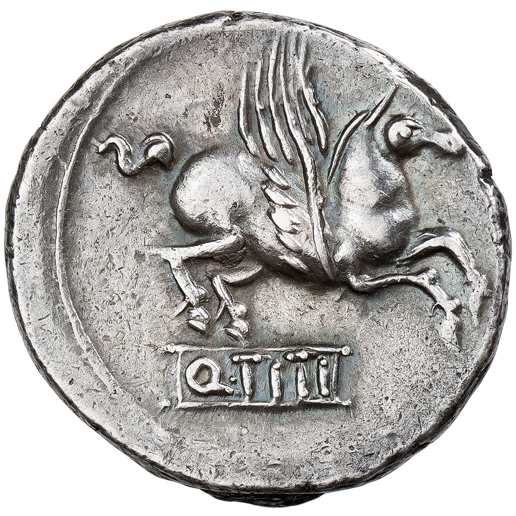 Titia, Denier, 90 av. J.-C., Rome, Argent, SUP, Crawford:341/2