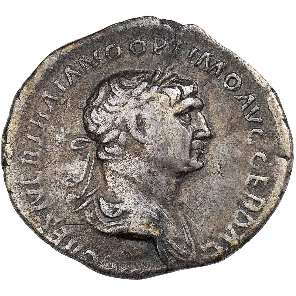 Trajan, Denarius, 114-117, Rome, Srebro, EF(40-45), RIC:343