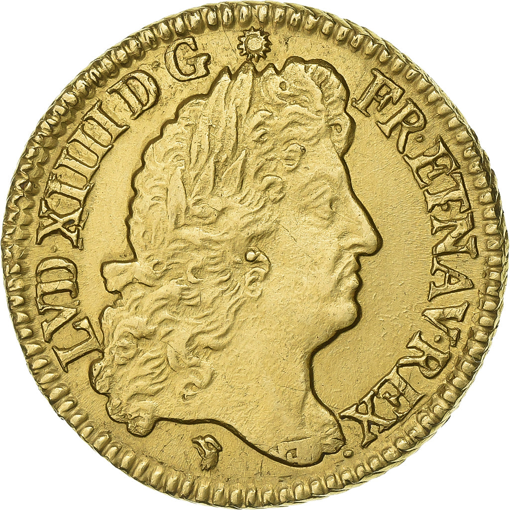 France, Louis XIV, Louis d'or à l'écu, 1690, Lyon, reformed, Gold, AU(50-53)