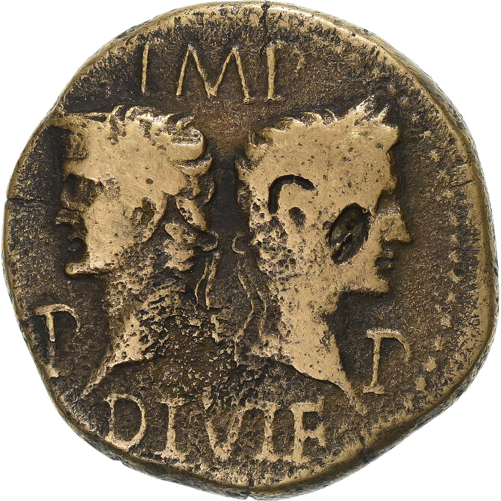 Gaul, Augustus & Agrippa, Dupondius, 10-14, Nemausus, Countermark, Bronze, S+