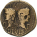 Gaul, Augustus & Agrippa, Dupondius, 10-14, Nemausus, Countermark, Bronze, S+