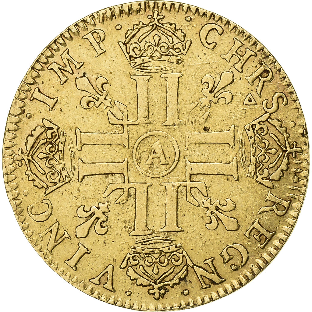 France, Louis XIV, Louis d'or à la mèche longue, 1651, Paris, Gold, VF(30-35)