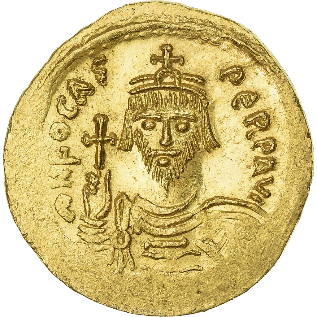 Phocas, Solidus, 602-610, Constantinople, Gold, UNZ, Sear:620