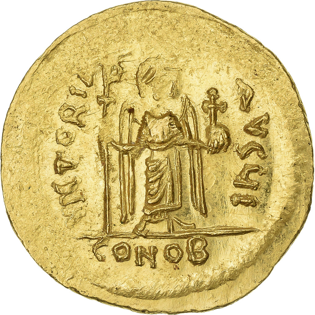 Phocas, Solidus, 602-610, Constantinople, Gold, UNZ, Sear:620