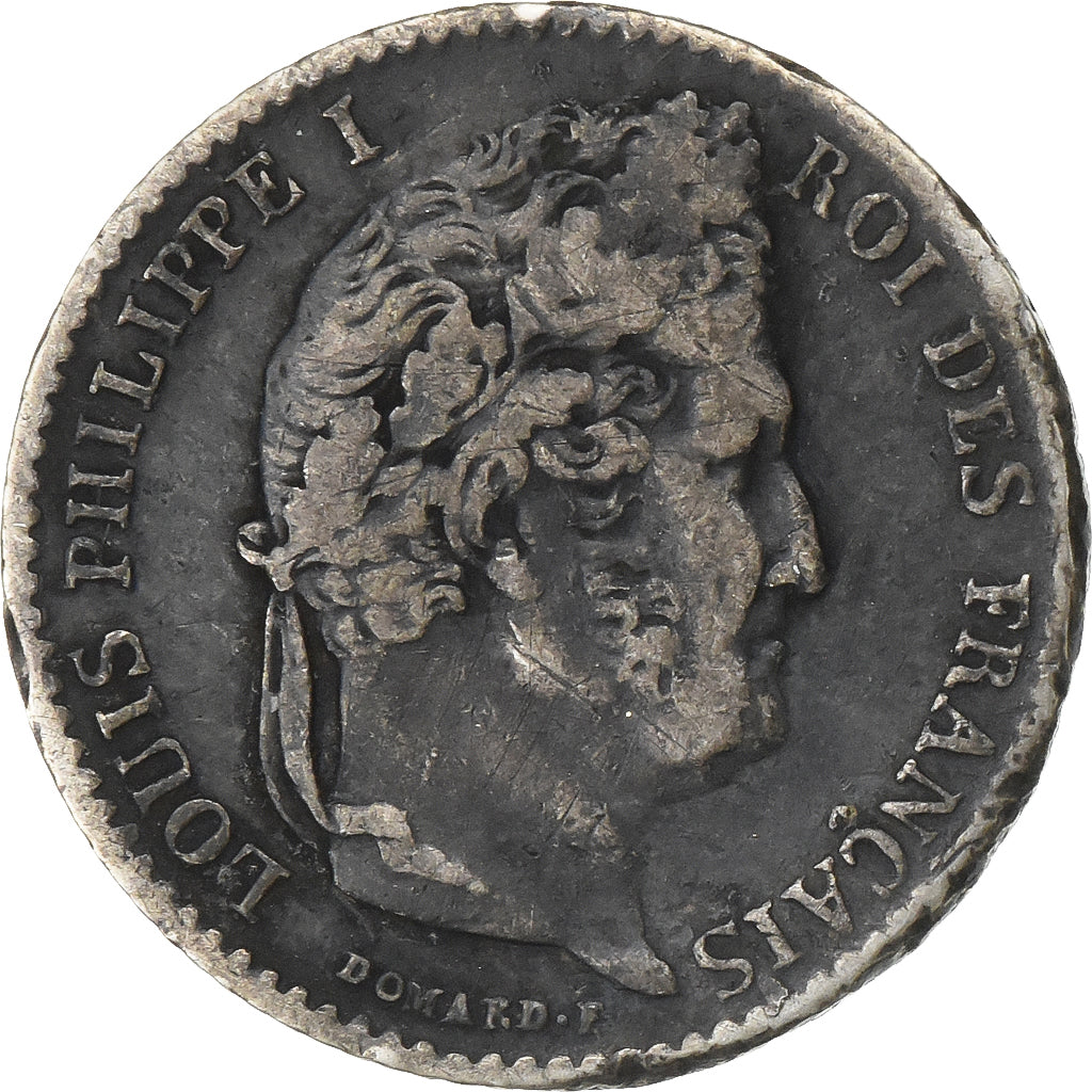 França, Louis Philippe I, 1/4 Franc, 1845, Lille, Prata, VF(30-35)