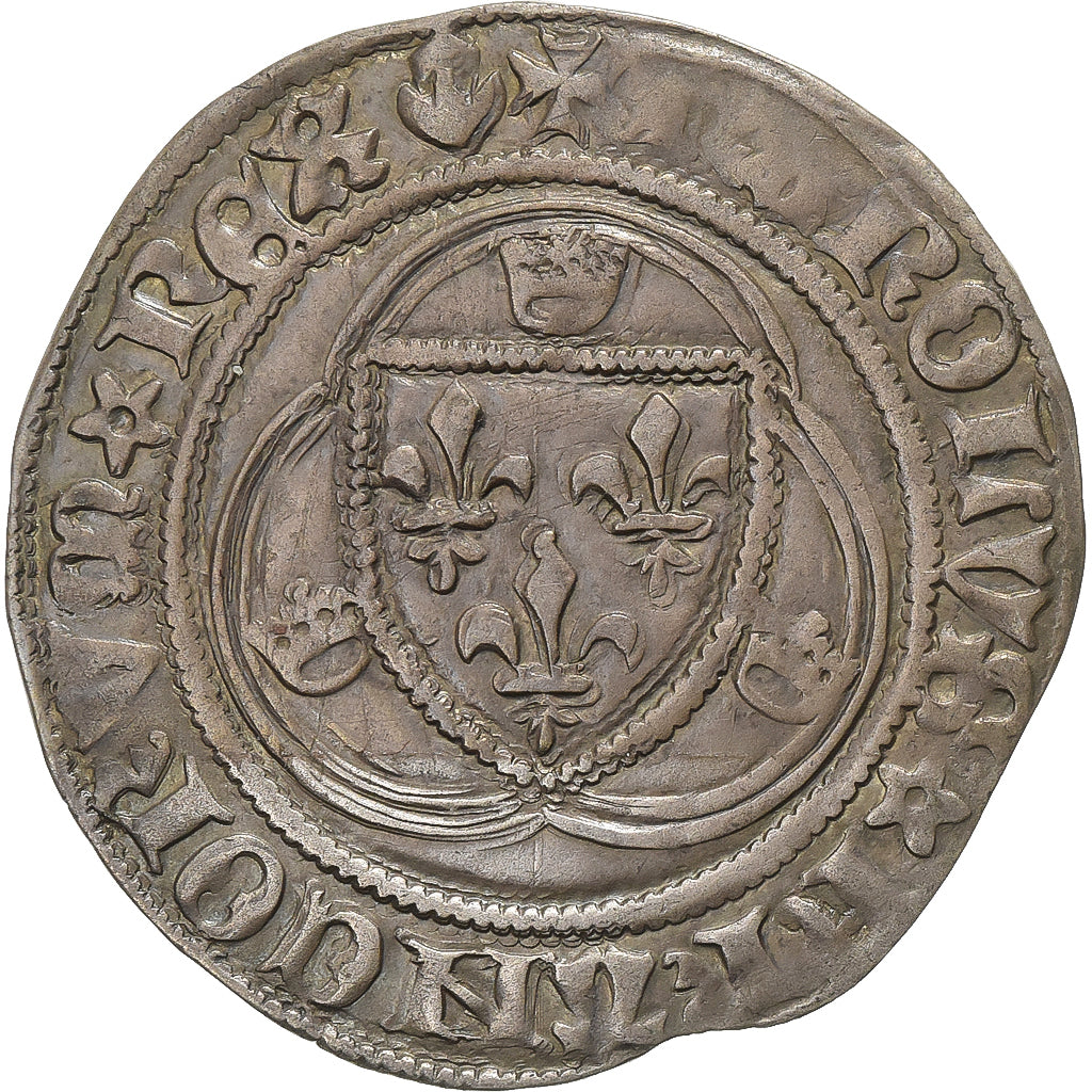 France, Charles VII, Blanc à la couronne, 1436-1461, Laon, Billon, AU(50-53)