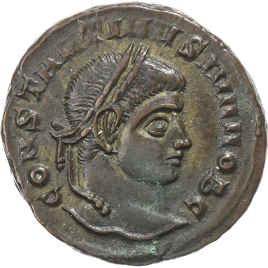Constantine II, Follis, 321-324, Siscia, Bronze, AU(55-58), RIC:182