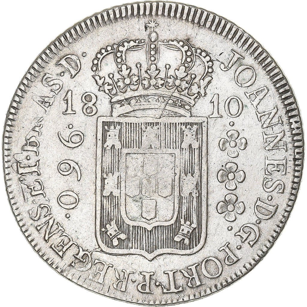 Brasilien, João VI, 960 Reis, 1810, Bahia, Overstruck, Silber, S+, KM:307.1