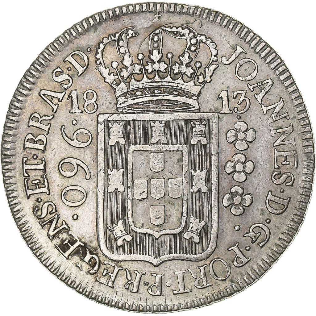 Brazil, João VI, 960 Reis, 1813, Rio de Janeiro, Overstruck, Silver, VF(30-35)