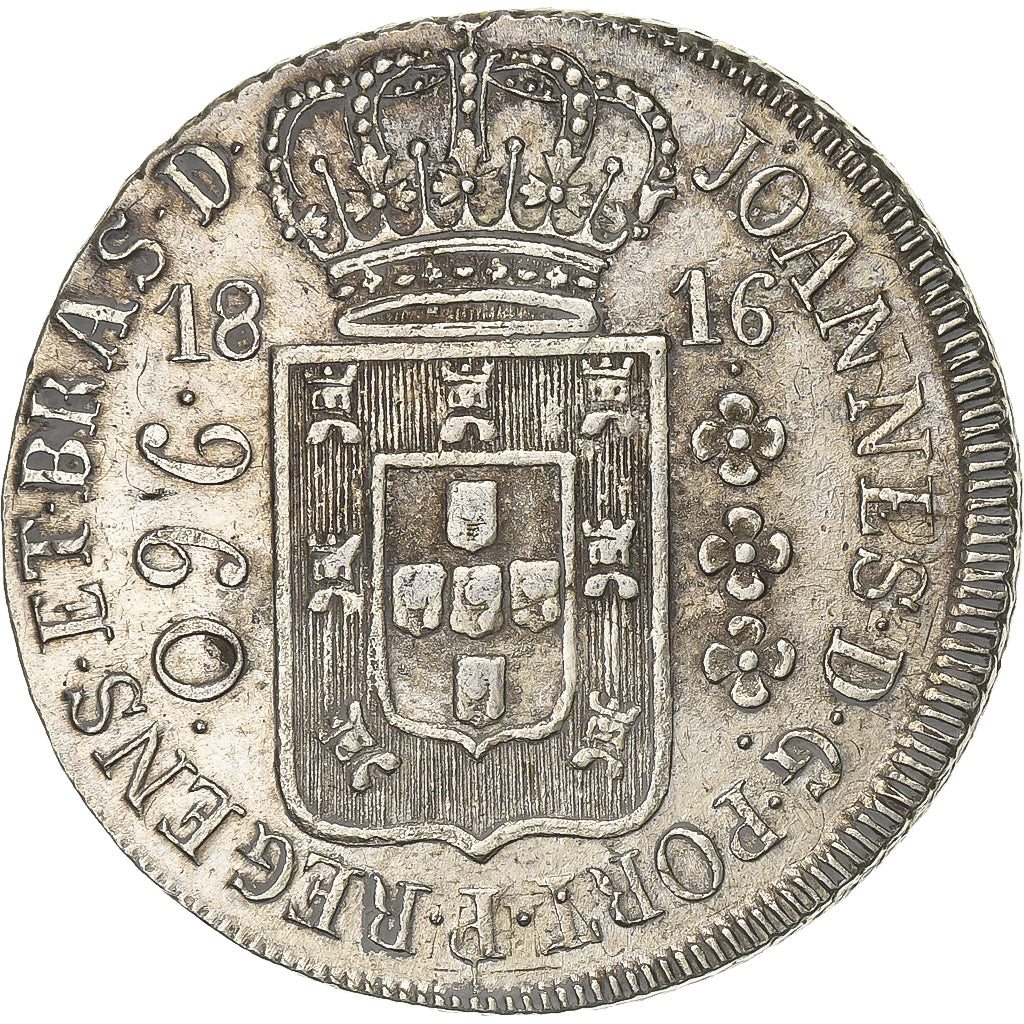 Brasilien, João VI, 960 Reis, 1816, Rio de Janeiro, Overstruck, Silber, SS+