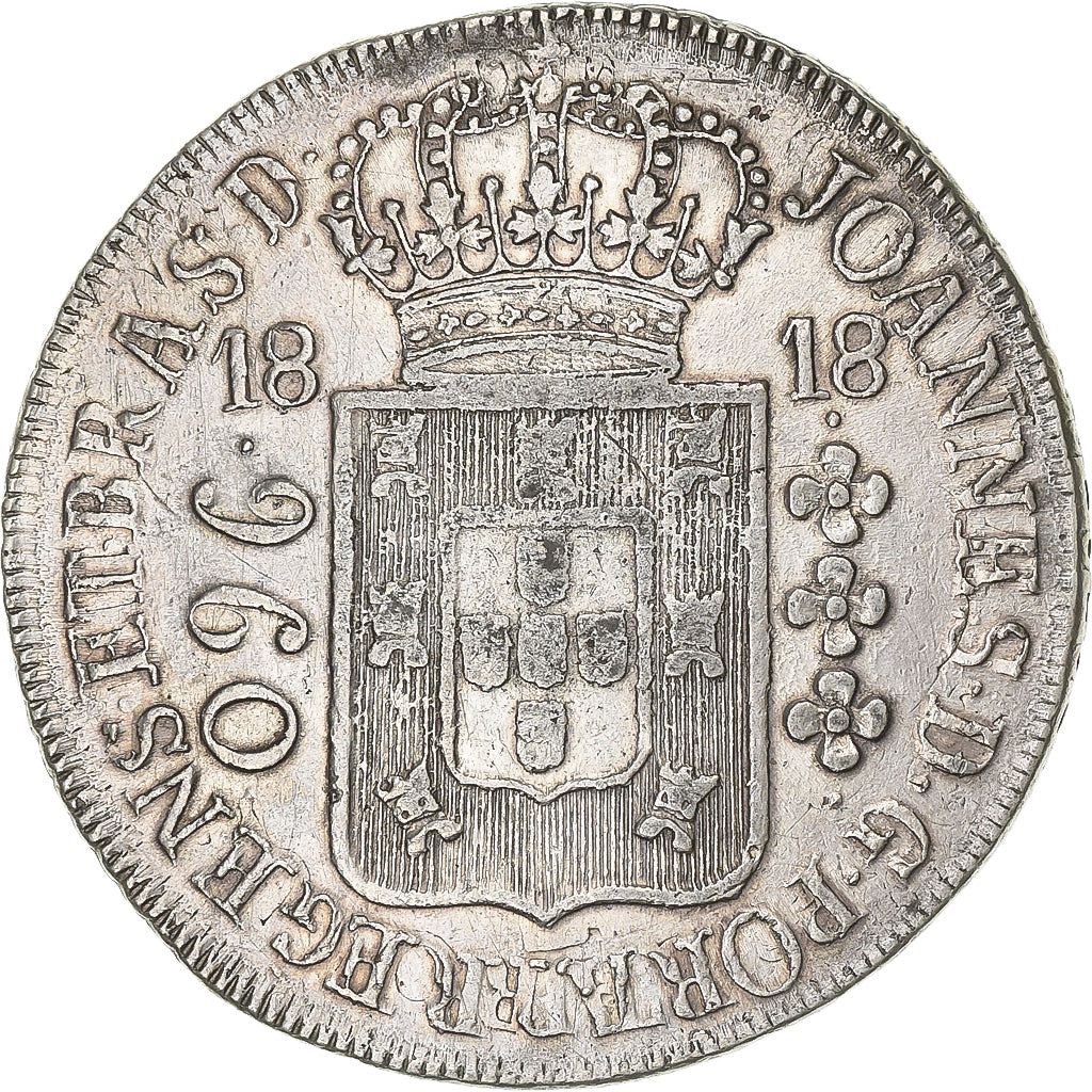 Brazil, João VI, 960 Reis, 1818, Rio de Janeiro, Overstruck, Silver, EF(40-45)