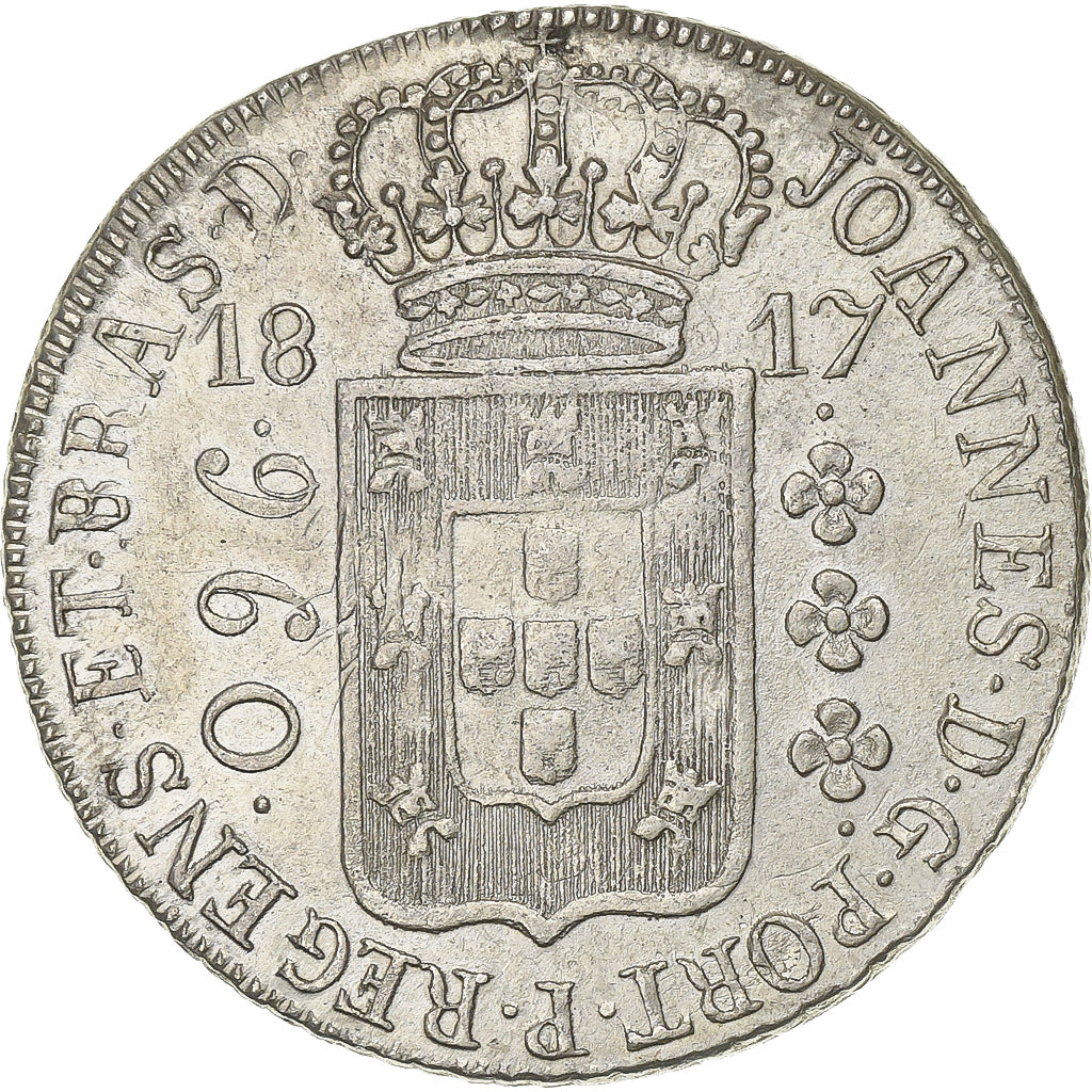 Brazil, João VI, 960 Reis, 1817, Rio de Janeiro, Overstruck, Silver, EF(40-45)