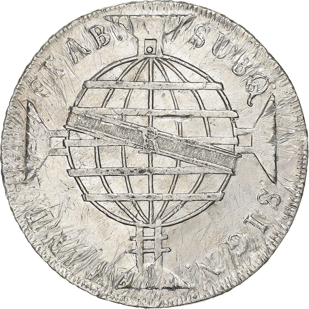 Brasile, João VI, 960 Reis, 1817, Rio de Janeiro, Overstruck, Argento, BB