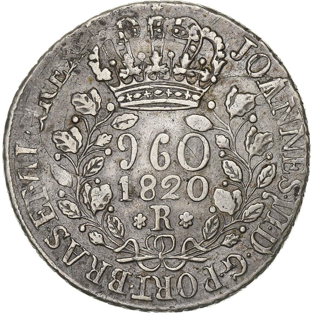 Brazil, João VI, 960 Reis, 1820, Rio de Janeiro, Overstruck, Silver, EF(40-45)