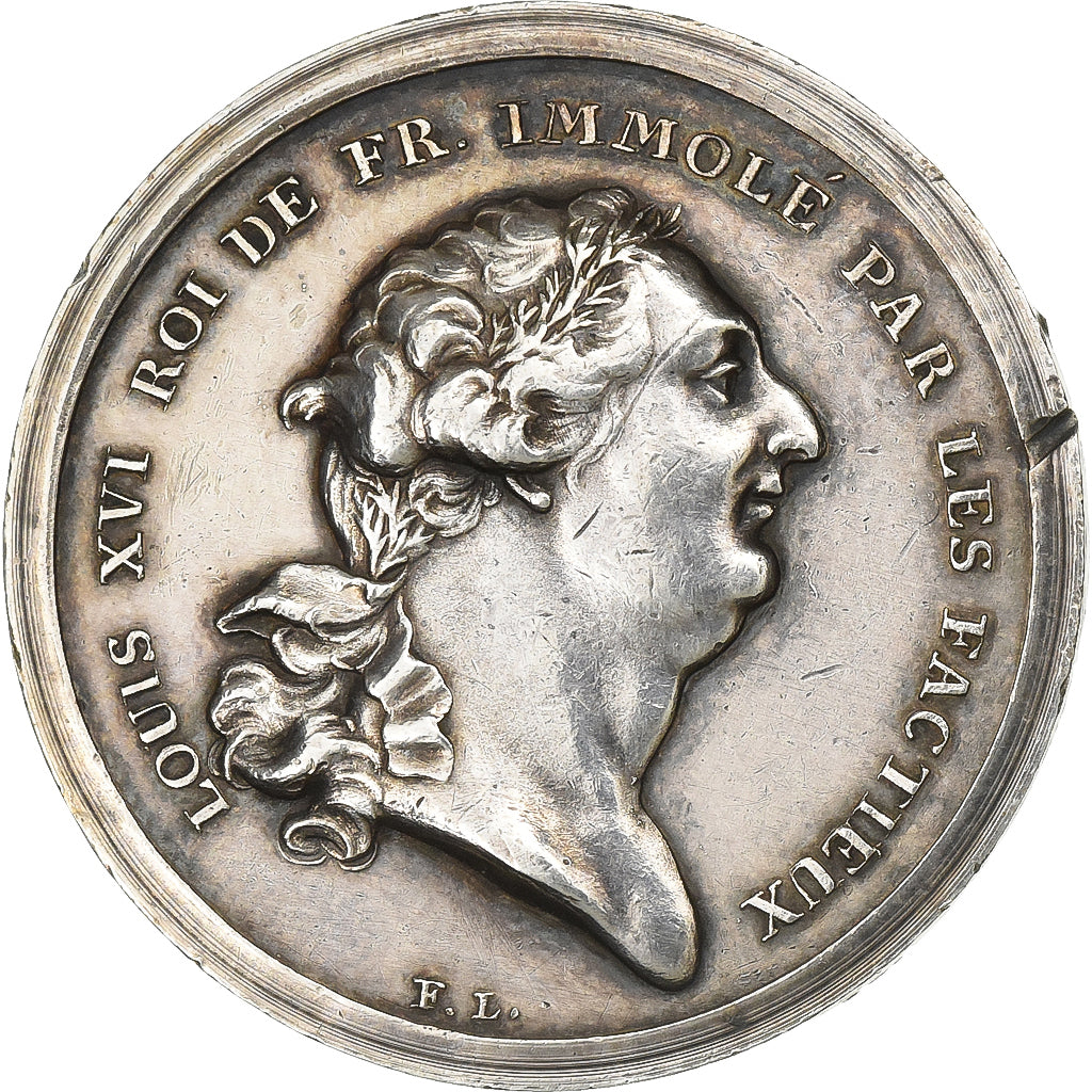 Francia, medaglia, Mort de Louis XVI, Immolé par les Factieux, Argento, BB+