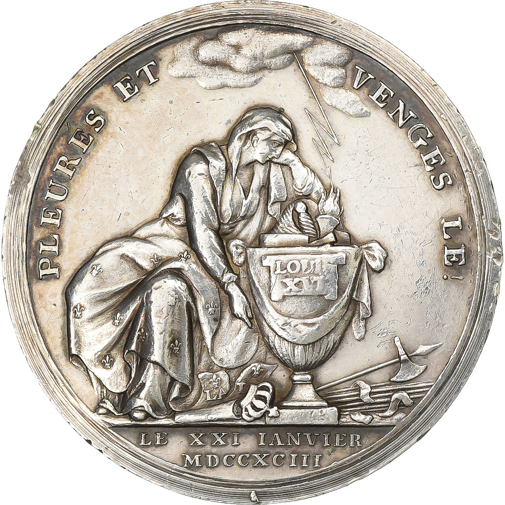 Francia, medaglia, Mort de Louis XVI, Immolé par les Factieux, Argento, BB+
