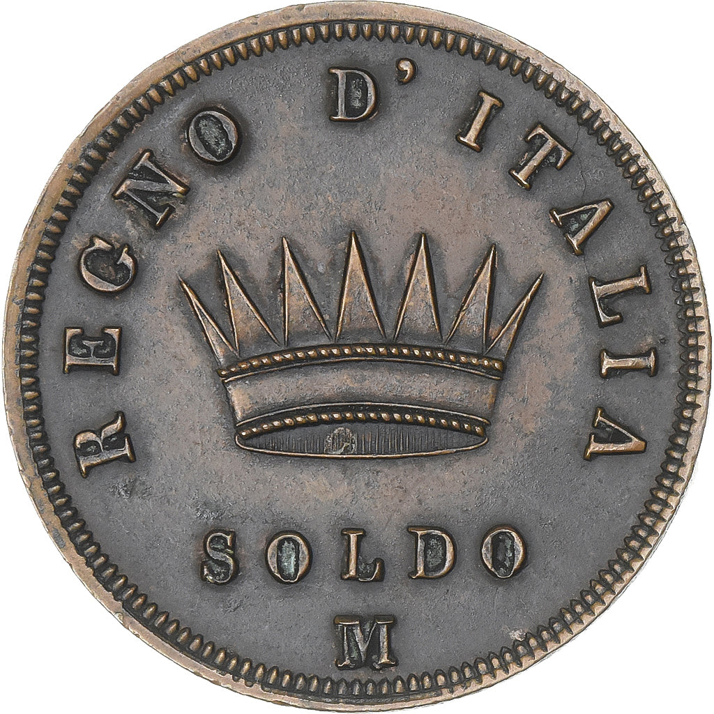 Kingdom of Italy, Napoleon I, Soldo, 1813, Milan, Cobre, EBC