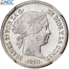 Spain, Isabel II, 1 Réal, 1860, Madrid, Silver, NGC, MS65