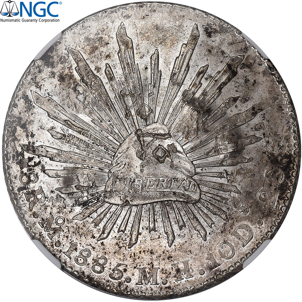 Mexique, 8 Reales, 1885, Mexico City, Argent, NGC, Chopmarked