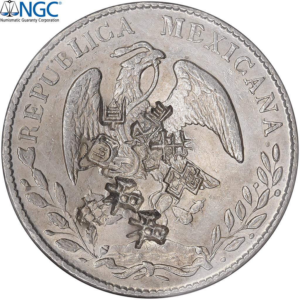 Mexico, 8 Reales, 1885, Alamos, Silver, NGC, Chopmarked