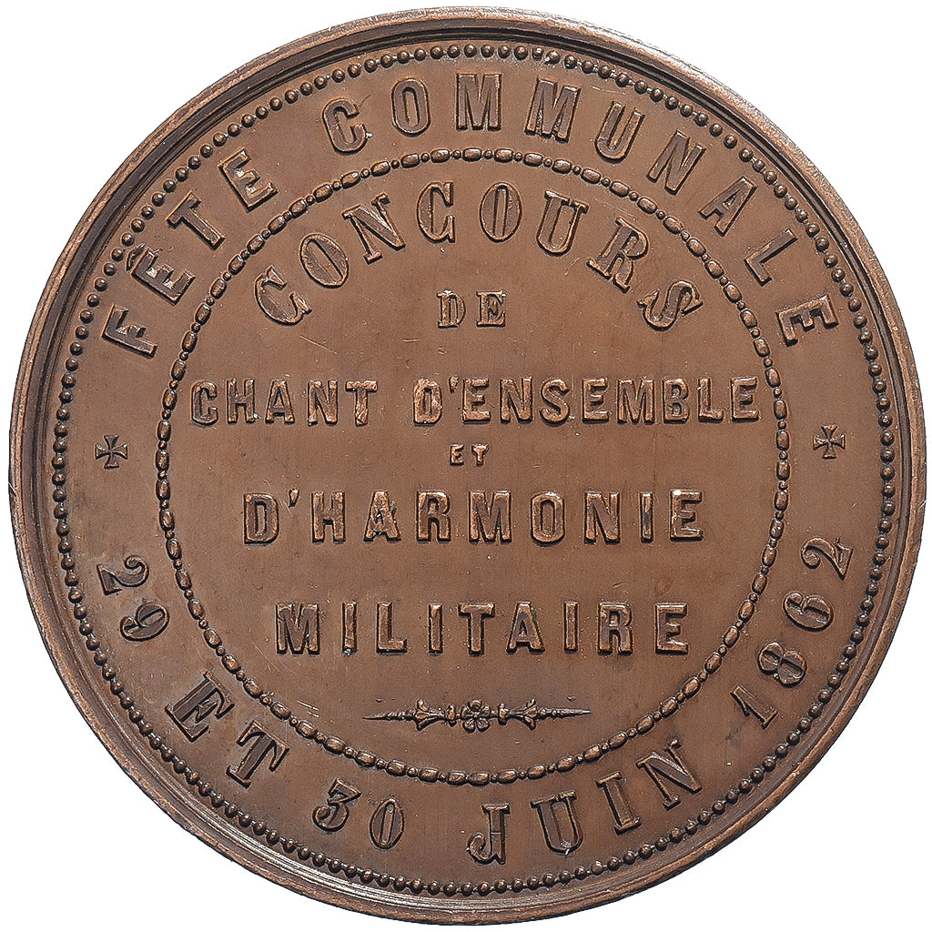 Frankreich, Medaille, Chant d'Ensemble, Harmonie Militaire, Lille, 1862, Kupfer