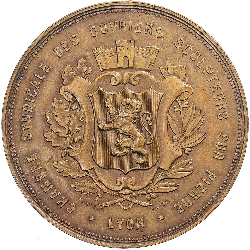 Francia, medaglia, Chambre syndicale, ouvriers sculpteurs sur pierre, Lyon