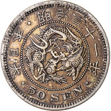 Japonia, Meiji, 50 Sen, 1898, Srebro, EF(40-45)