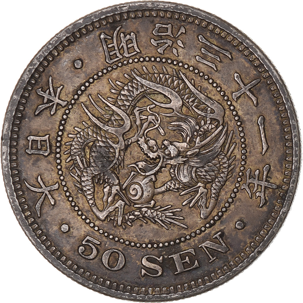 Giappone, Meiji, 50 Sen, 1898, Argento, BB+