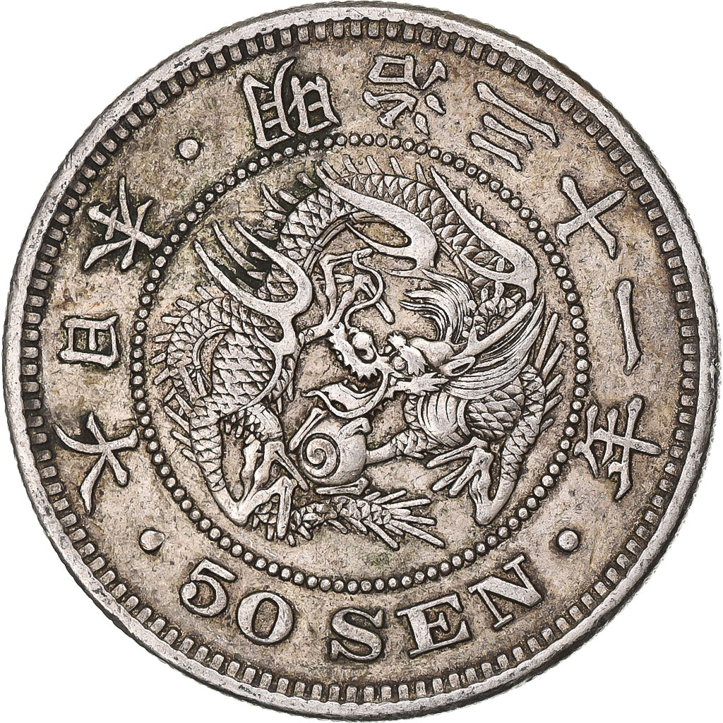 Japon, Meiji, 50 Sen, 1898, Argent, TTB+