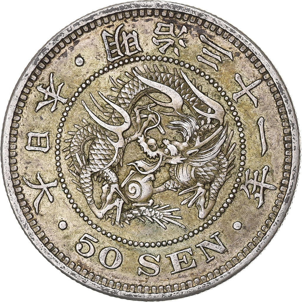 Japon, Meiji, 50 Sen, 1898, Argent, TTB+