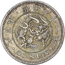 Japón, Meiji, 50 Sen, 1898, Plata, MBC+