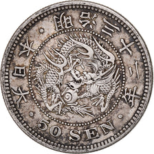 Japon, Meiji, 50 Sen, 1899, Argent, TTB+