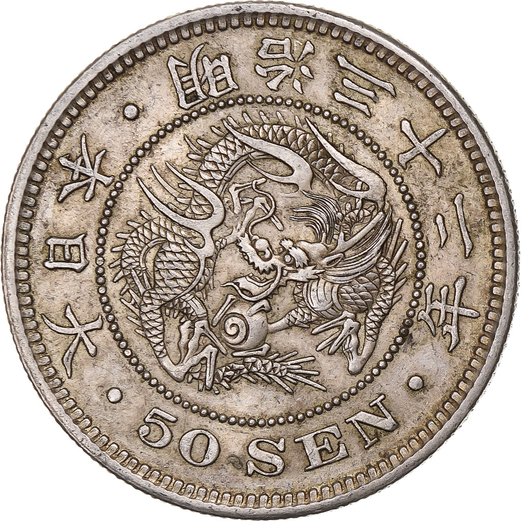 Japon, Meiji, 50 Sen, 1899, Argent, TTB+