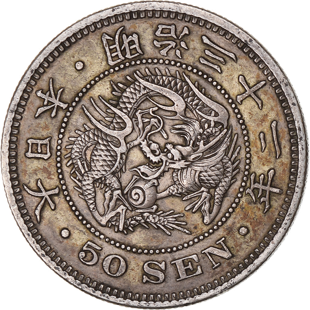 Japon, Meiji, 50 Sen, 1899, Argent, TTB+