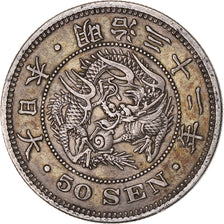 Japon, Meiji, 50 Sen, 1899, Argent, TTB+