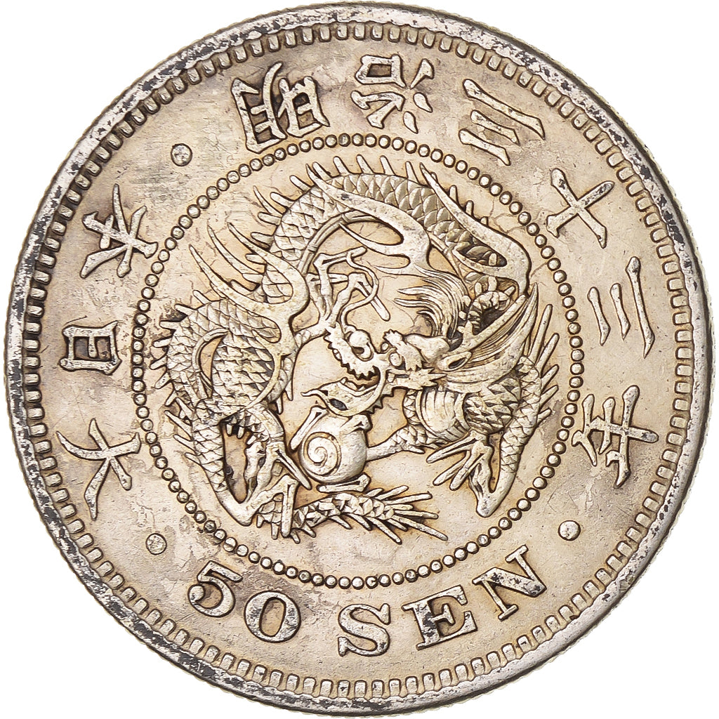 Japon, Meiji, 50 Sen, 1900, Argent, TTB+