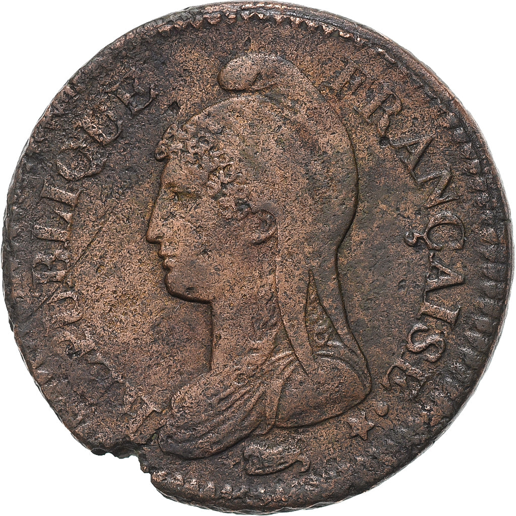 France, 1 Décime, Dupré, AN 5, Lyon, Bronze, TTB+