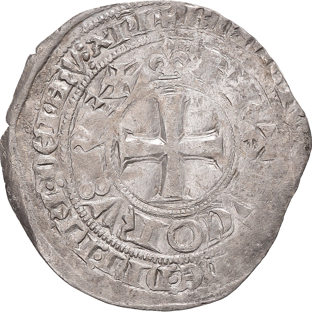 France, Charles V, Blanc au K, 1365-1380, Silver, VF(30-35)