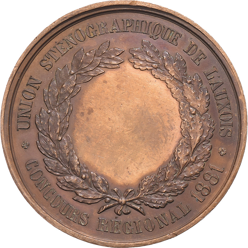 Francia, medaglia, Union Sténographique de l'Auxois, Concours Régional, 1881