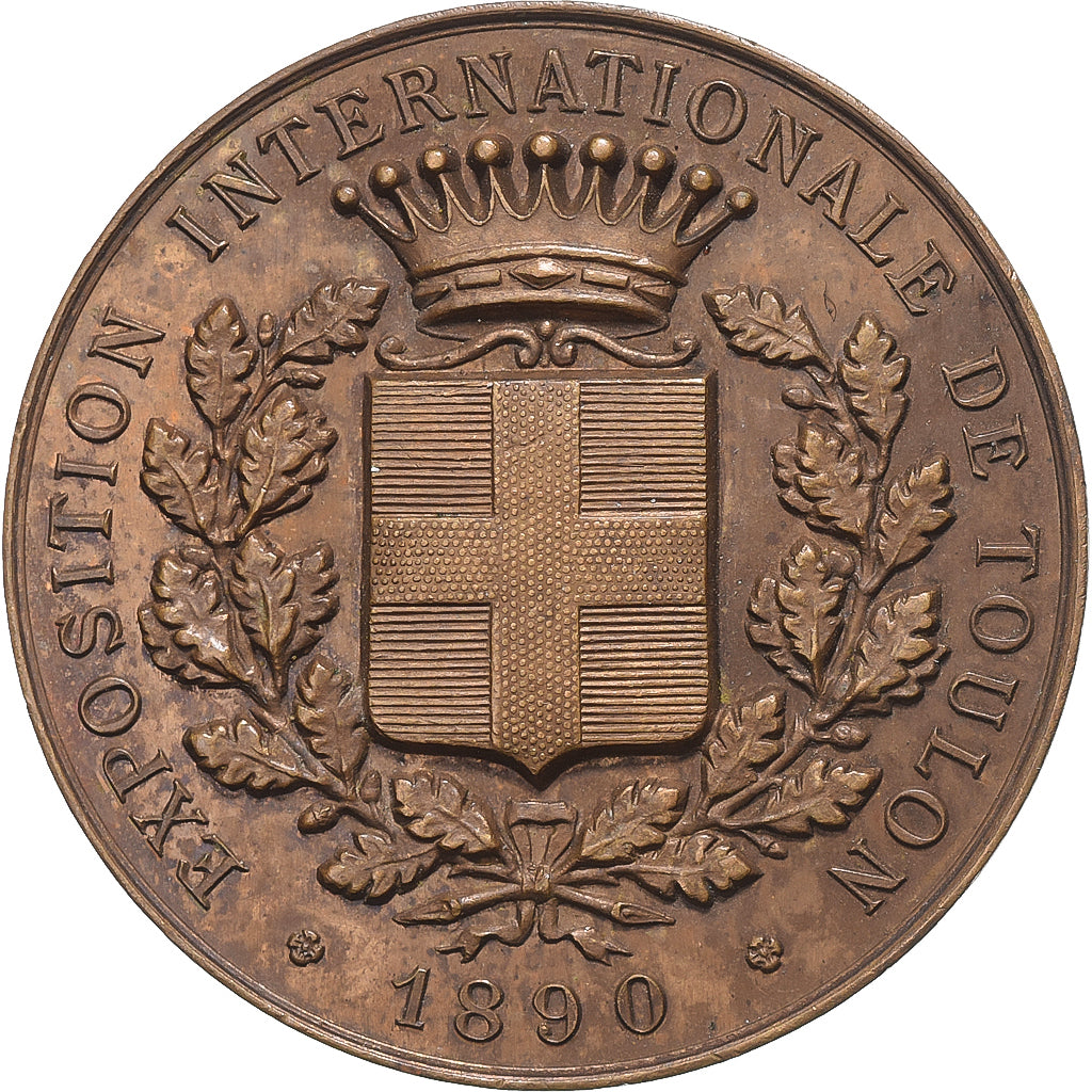 Francia, medaglia, Exposition Internationale, Toulon, 1890, Bronzo, SPL