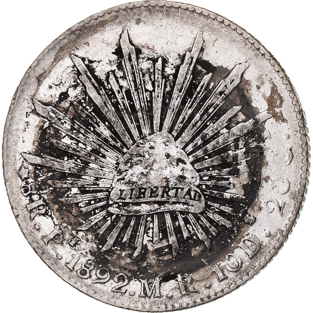 Mexico, 8 Reales, 1892, San Luis Potosi, Chinese Ink, Zilver, ZF+