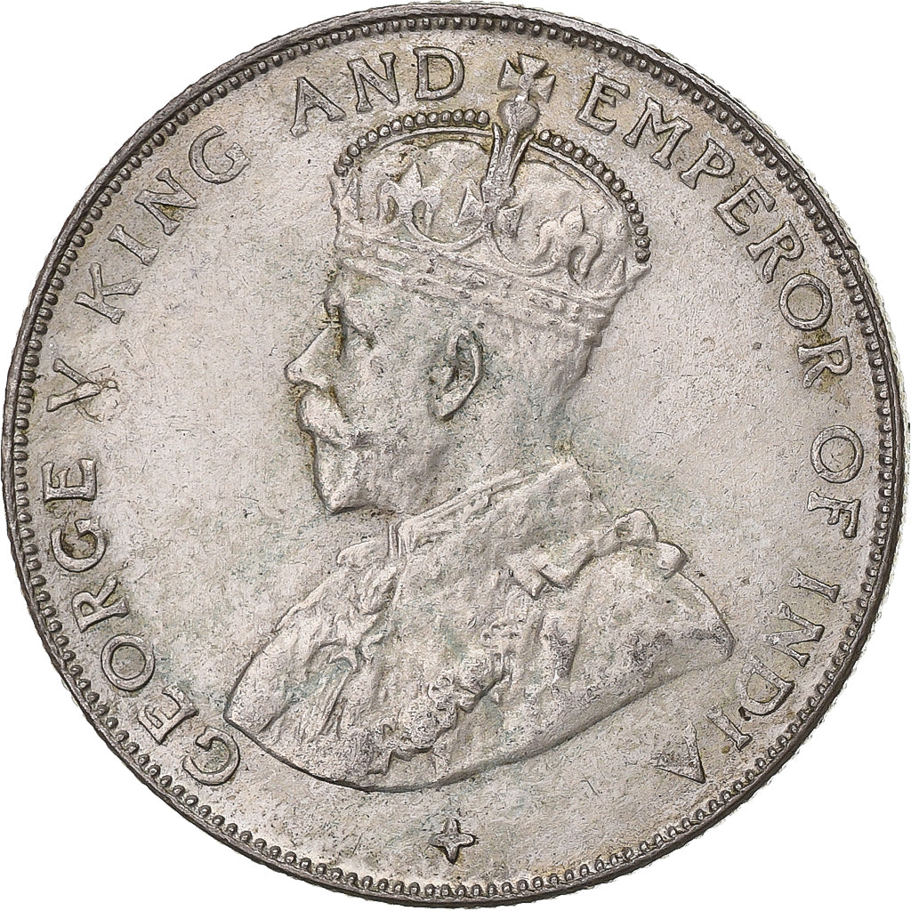 Insediamenti dello Stretto, George V, 50 Cents, 1920, Bombay, Argento, BB+