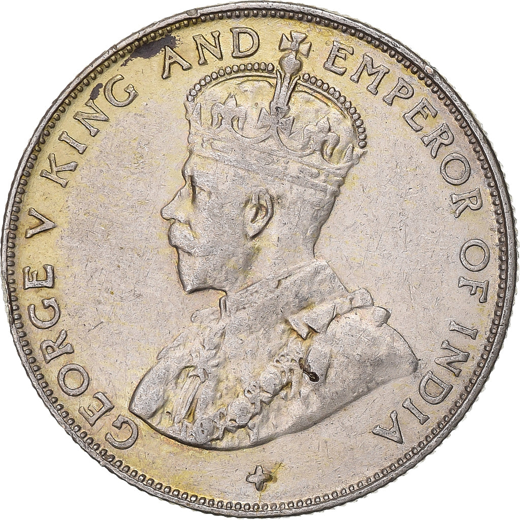 Insediamenti dello Stretto, George V, 50 Cents, 1920, Bombay, Argento, BB+